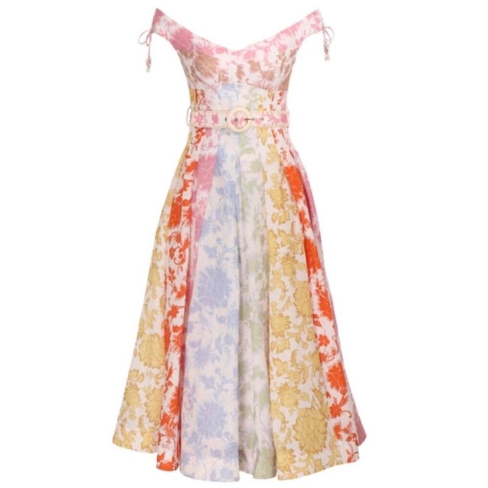 Zimmermann Multicolor Postcard Spliced Linen Midi… - image 7